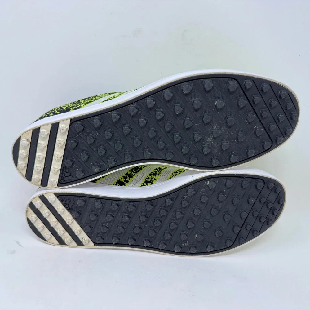 Adidas Adicross Spikeless Golf Shoes Solar Lime & Black Knit Men's 10.5